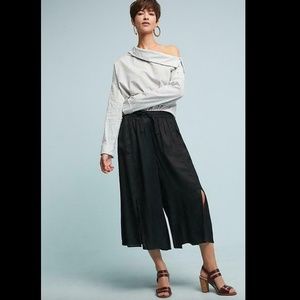Anthropologie Elevenses Cropped Wide-leg Slit Pant